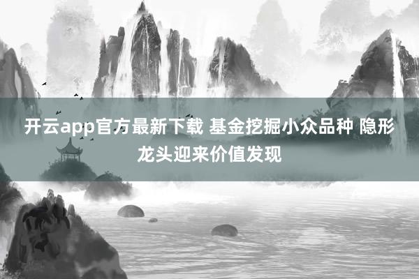 开云app官方最新下载 基金挖掘小众品种 隐形龙头迎来价值发现