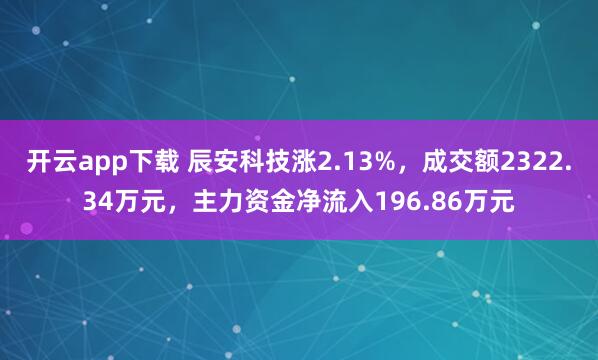 开云app下载 辰安科技涨2.13%，成交额2322.34万元，主力资金净流入196.86万元
