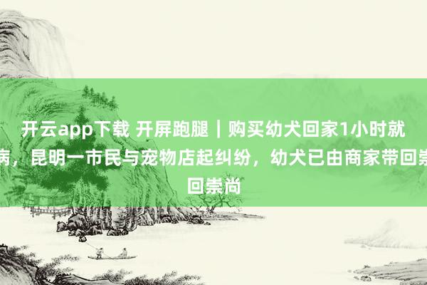 开云app下载 开屏跑腿｜购买幼犬回家1小时就生病，昆明一市民与宠物店起纠纷，幼犬已由商家带回崇尚