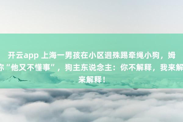开云app 上海一男孩在小区迥殊踢牵绳小狗，姆妈称“他又不懂事”，狗主东说念主：你不解释，我来解释！