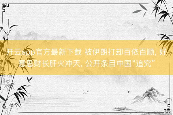 开云app官方最新下载 被伊朗打却百依百顺， 好意思财长肝火冲天， 公开条目中国“追究”